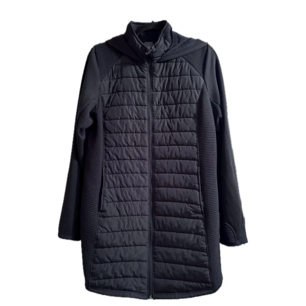 Women's Tek Gear® Hooded Long Mixed-Media Jacket Black Size XXL - Picture 2 of 8